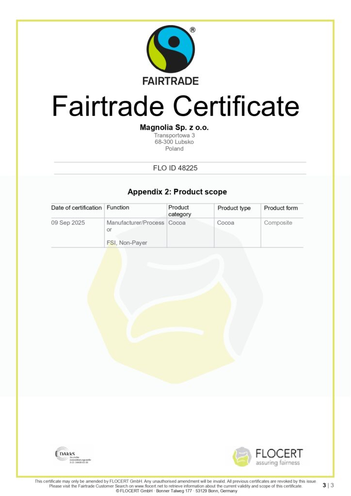 Fairtrade Certificate — Zakres produktów · strona 3