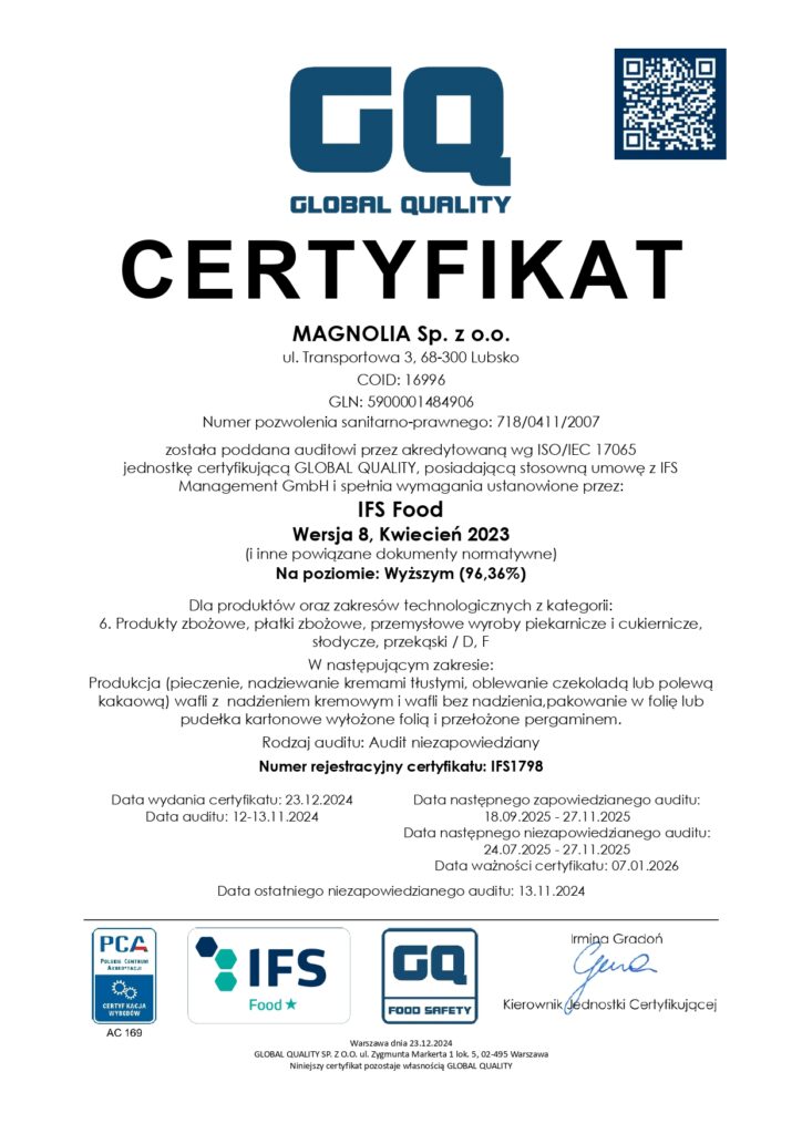IFS Food — Wersja 8 · poziom wyższy